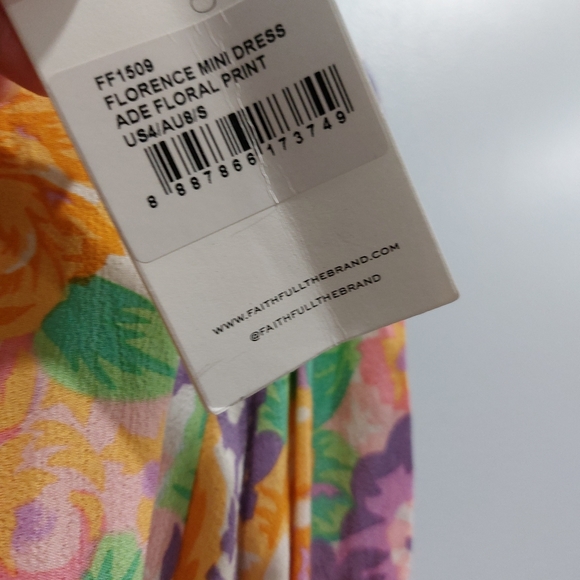 Faithfull the Brand Florence Mini Dress Ade Floral Print Size Small 4 - Picture 5 of 7